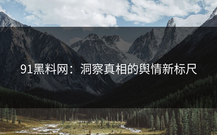 91黑料网：洞察真相的舆情新标尺