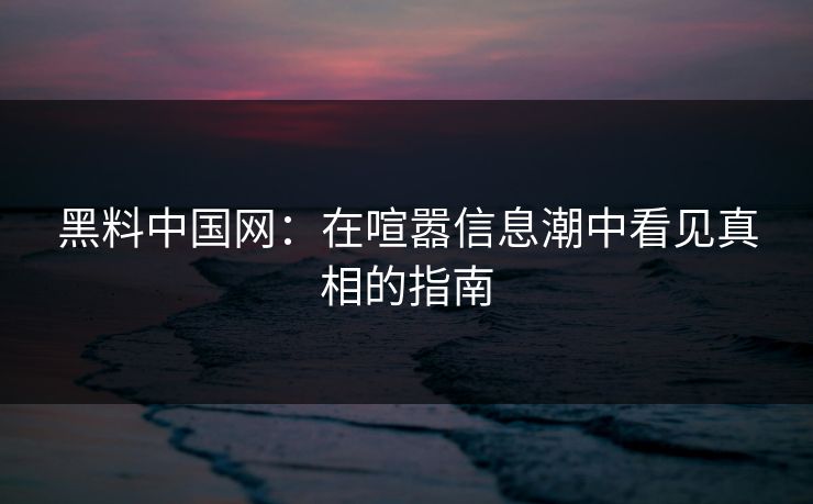 黑料中国网：在喧嚣信息潮中看见真相的指南