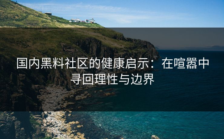 国内黑料社区的健康启示：在喧嚣中寻回理性与边界