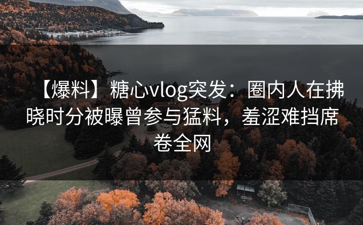 【爆料】糖心vlog突发：圈内人在拂晓时分被曝曾参与猛料，羞涩难挡席卷全网