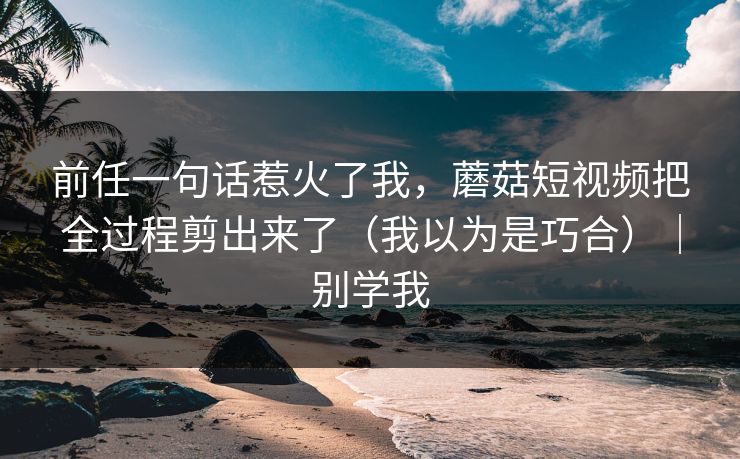 前任一句话惹火了我，蘑菇短视频把全过程剪出来了（我以为是巧合）｜别学我